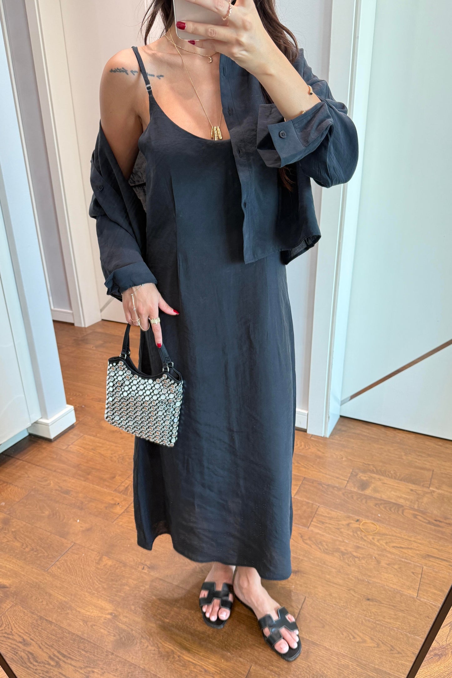 GÖMLEK ELBİSE İKİLİ TAKIM-SİYAH