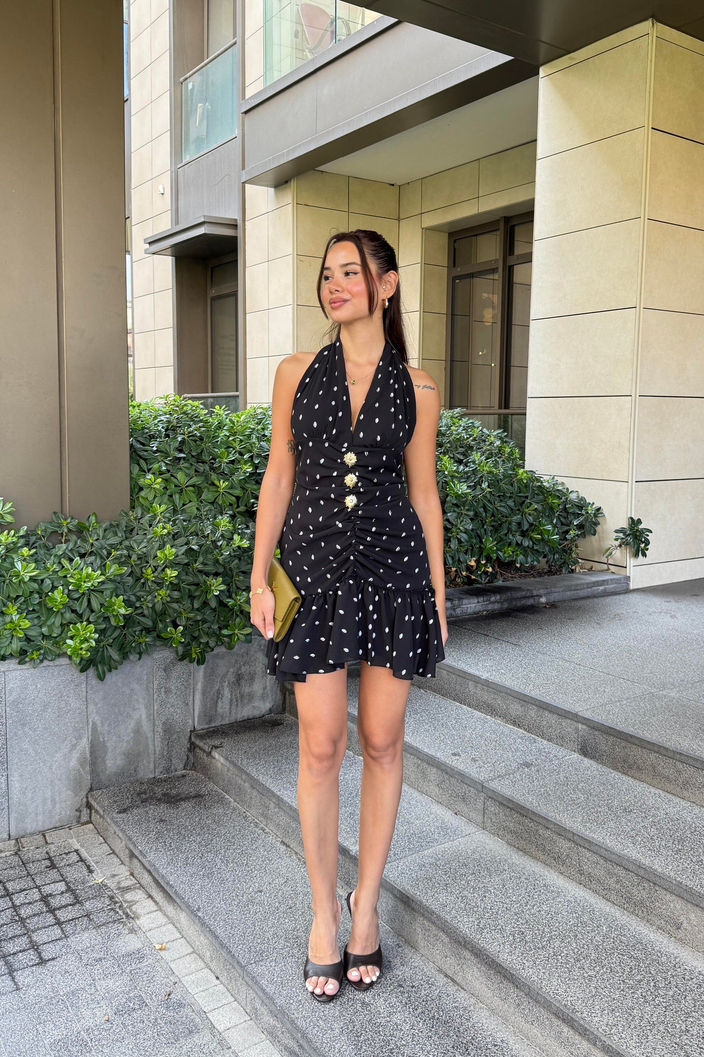 PUANTİYELİ ŞİFON ELBİSE