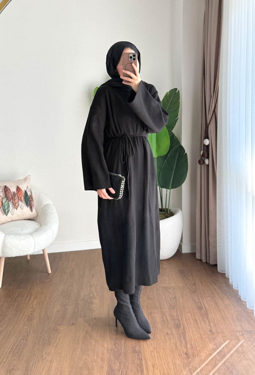 Afra Triko Elbise Siyah