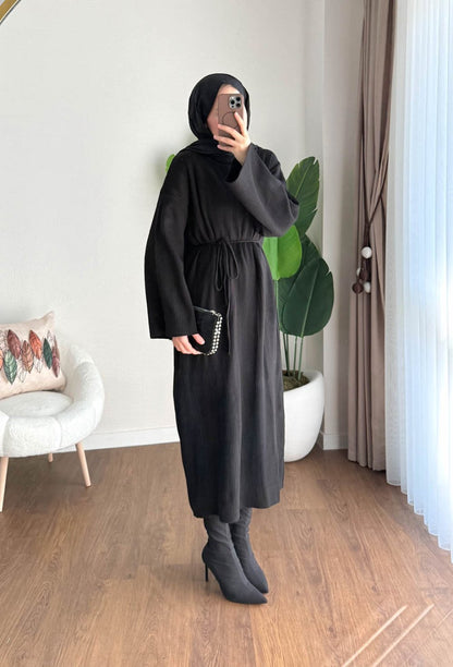 Afra Triko Elbise Siyah