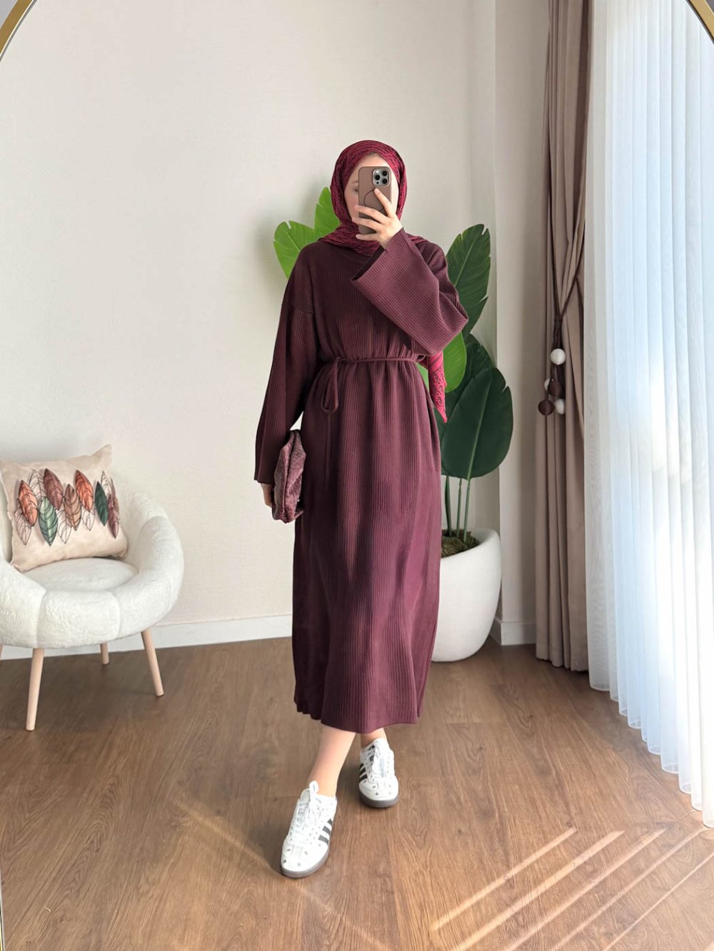 Afra Triko Elbise Bordo