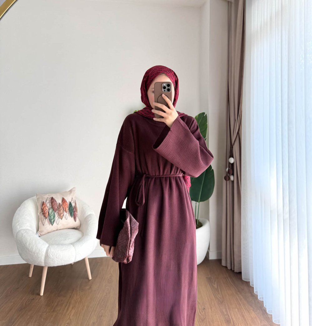 Afra Triko Elbise Bordo