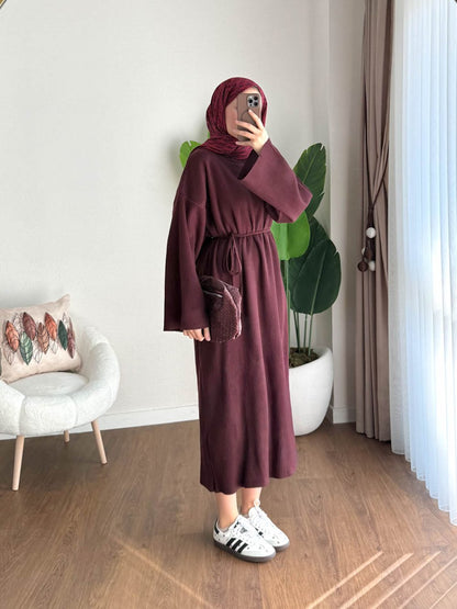 Afra Triko Elbise Bordo