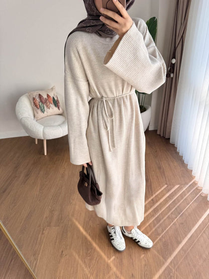 Afra Triko Elbise Bej