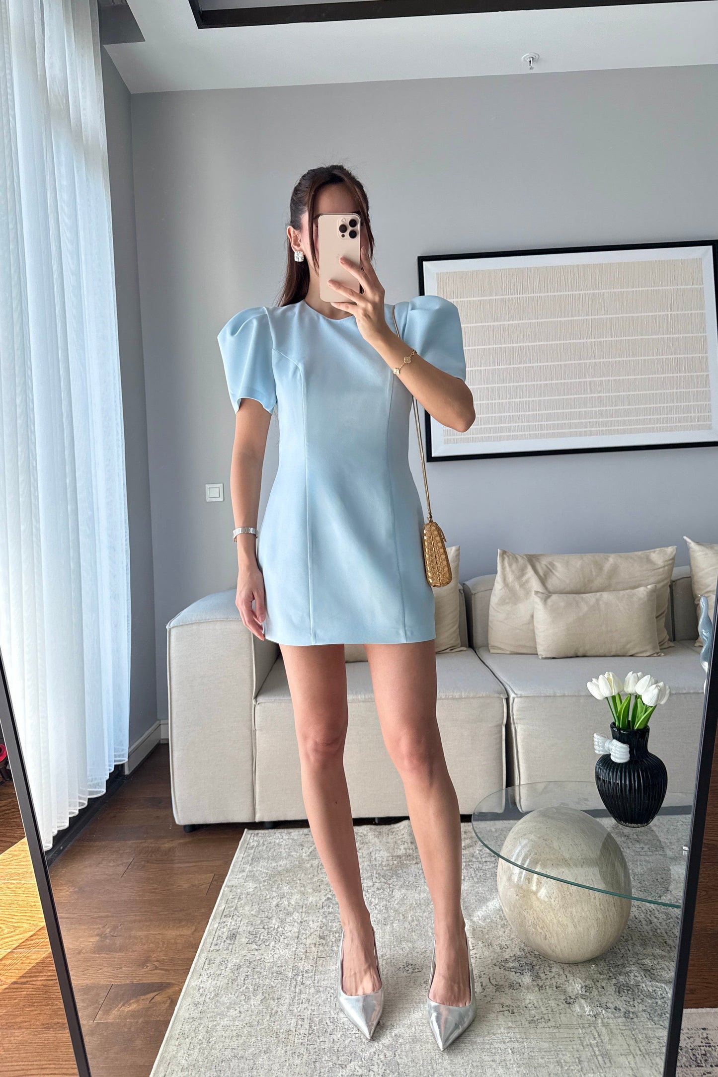 BALON KOLLU MİNİ ELBİSE