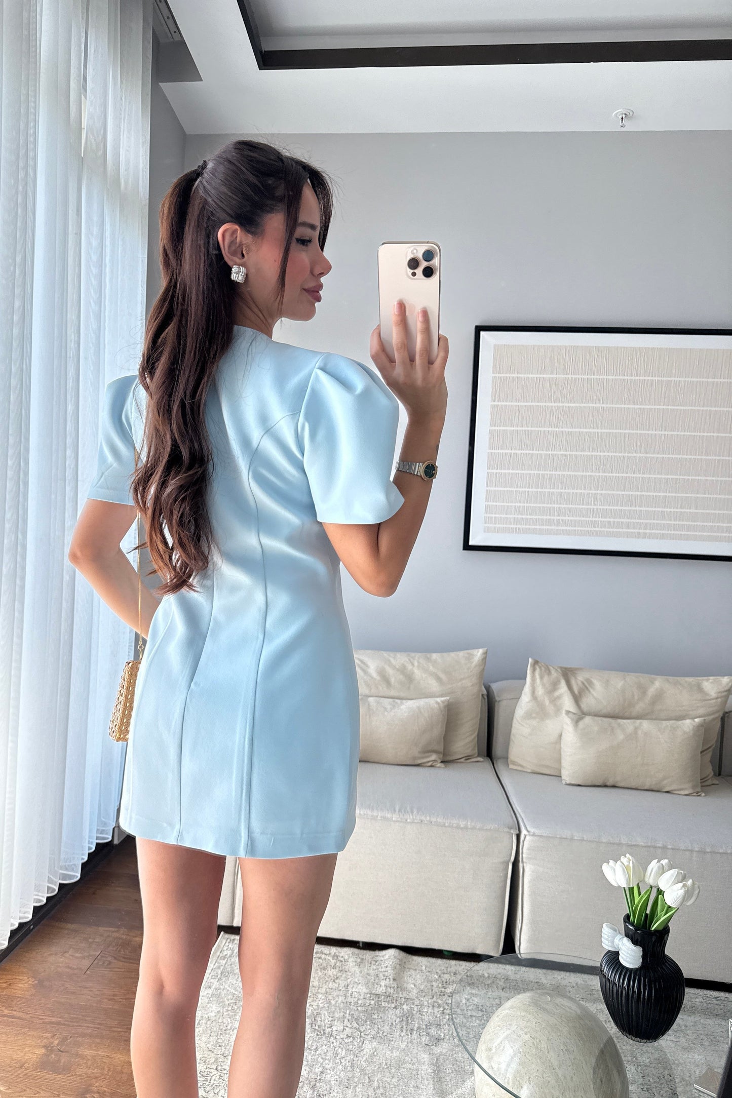 BALON KOLLU MİNİ ELBİSE