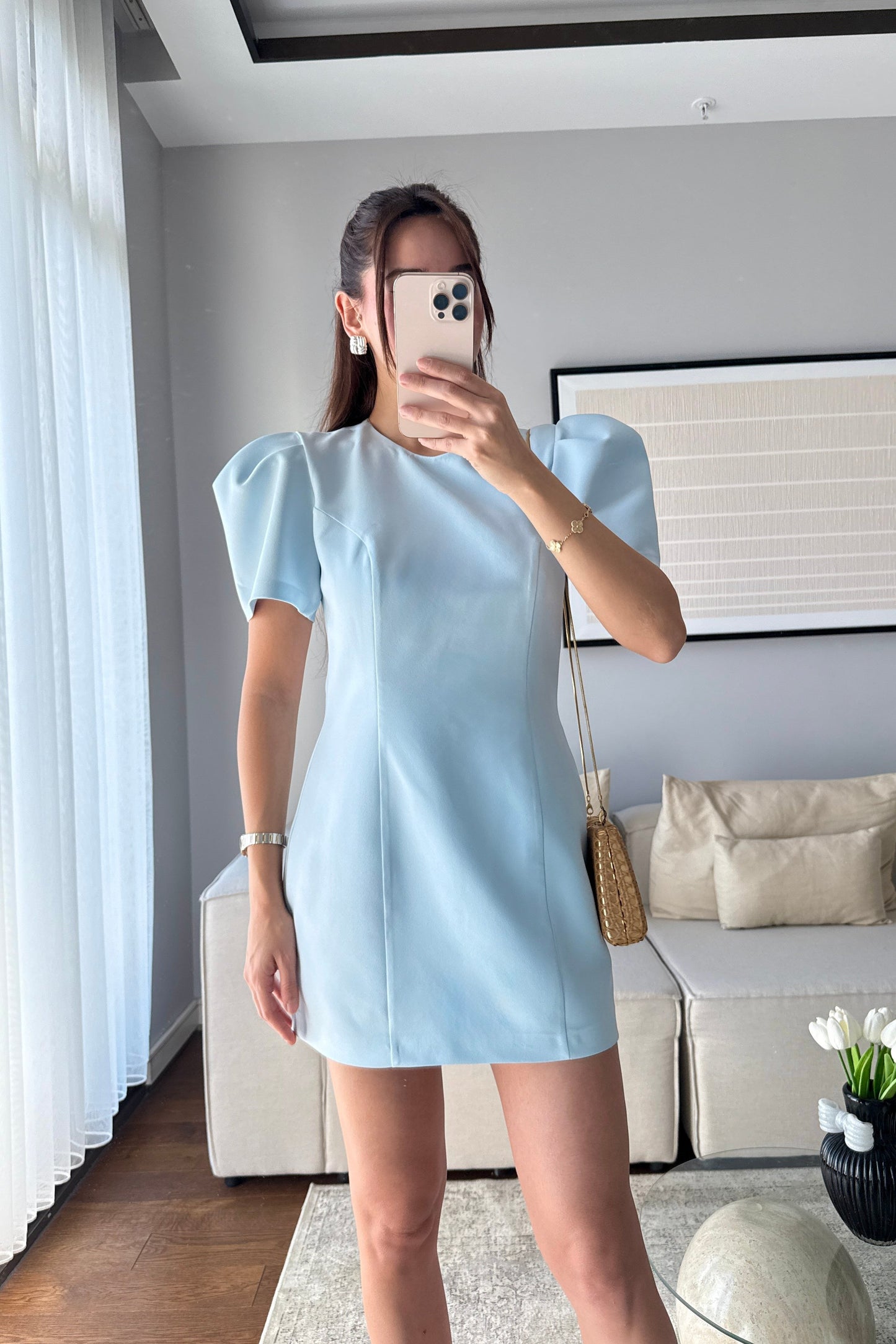 BALON KOLLU MİNİ ELBİSE