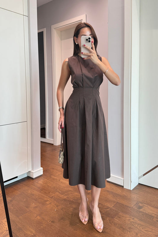 BELDEN OTURMALI ELBİSE KAHVERENGİ