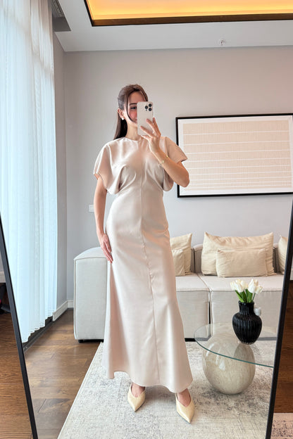 BELDEN OTURTMALI PİNTEREST SATEN ELBİSE