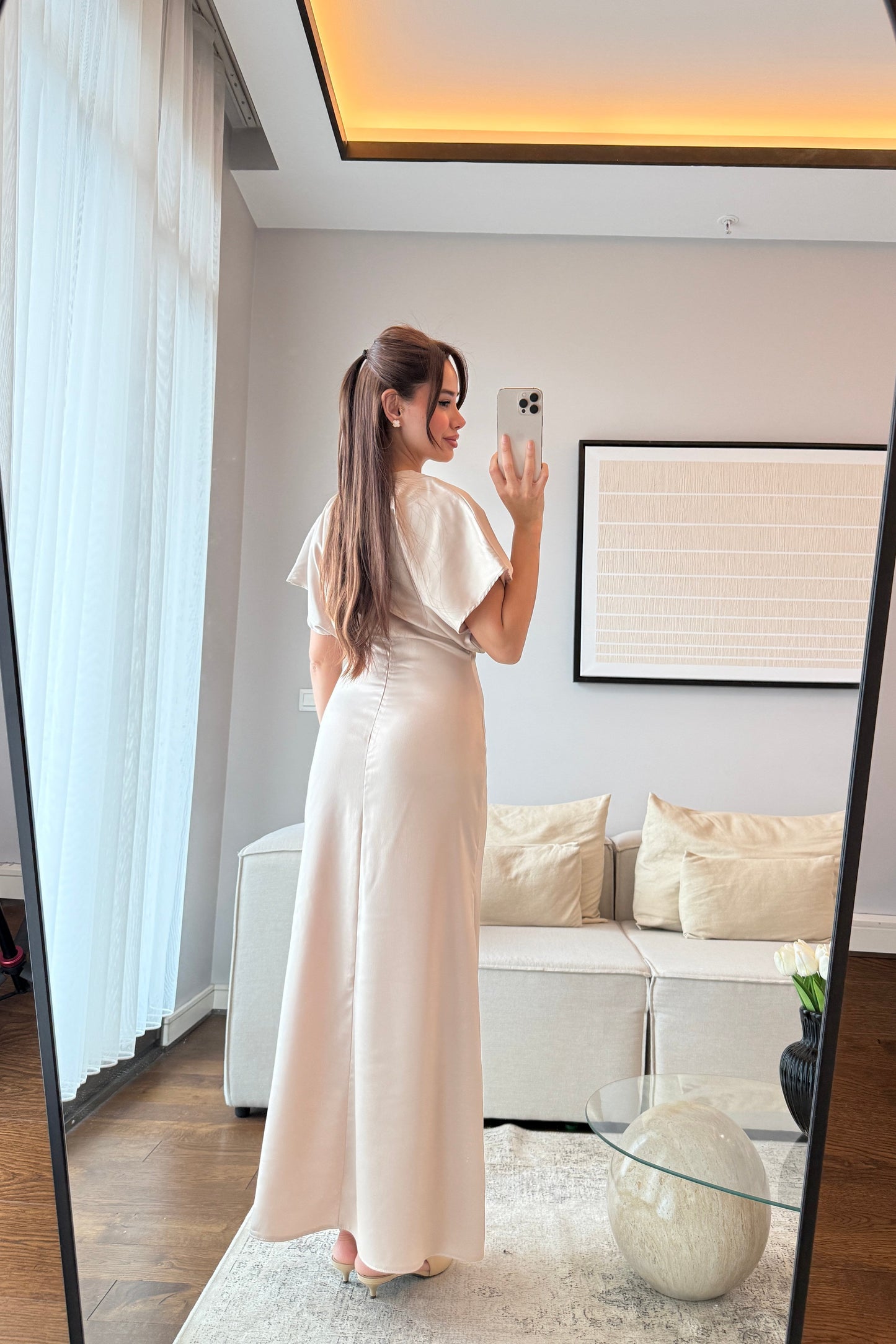 BELDEN OTURTMALI PİNTEREST SATEN ELBİSE