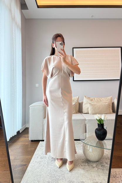 BELDEN OTURTMALI PİNTEREST SATEN ELBİSE