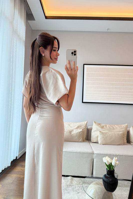 BELDEN OTURTMALI PİNTEREST SATEN ELBİSE