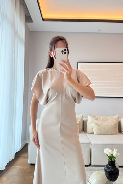 BELDEN OTURTMALI PİNTEREST SATEN ELBİSE