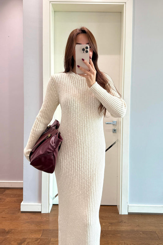 BİSİKLET YAKA FİTİLLİ TRİKO ELBİSE