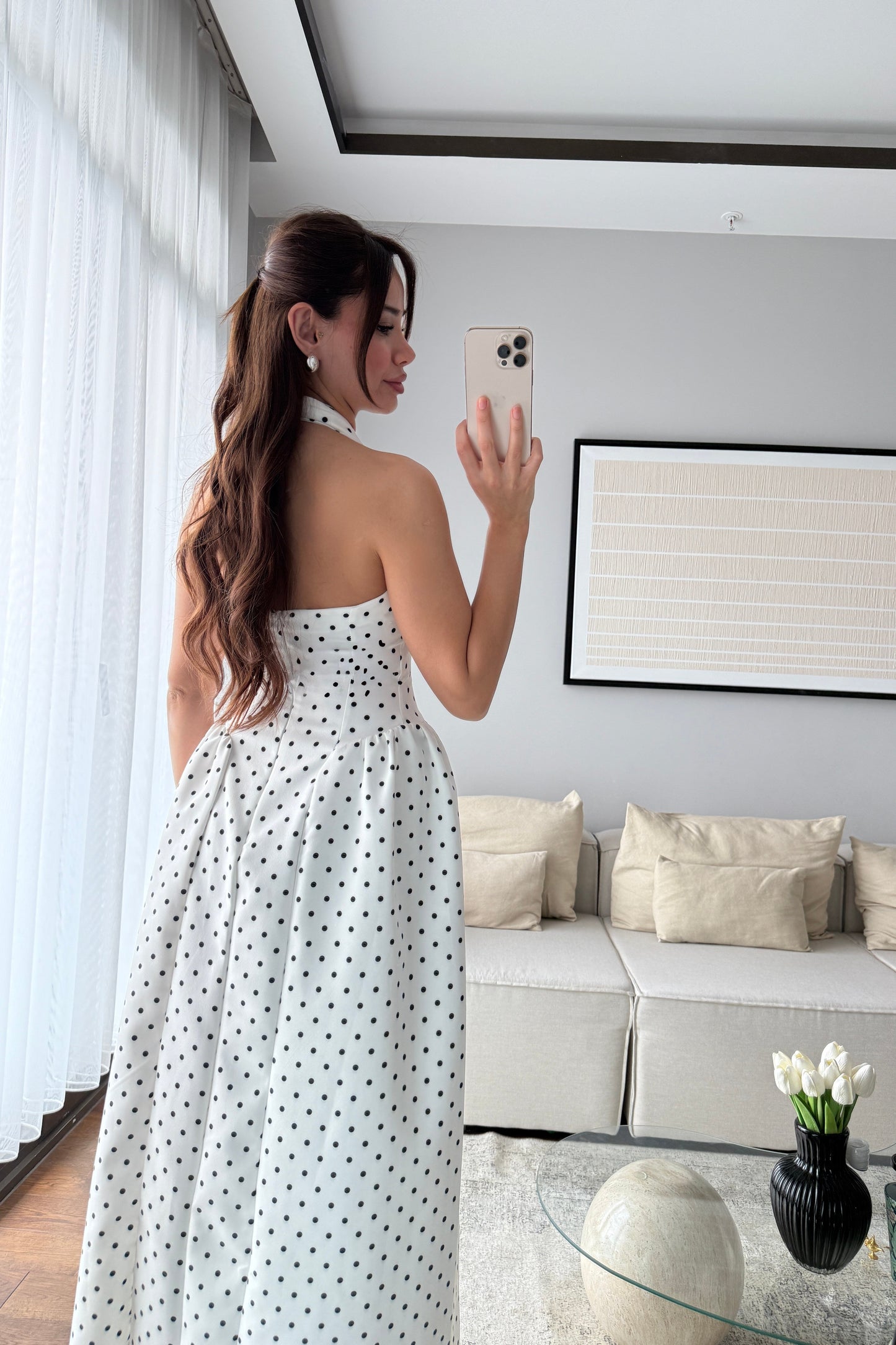 FİYONK DETAYLI PUANTİYE ELBİSE-EKRU