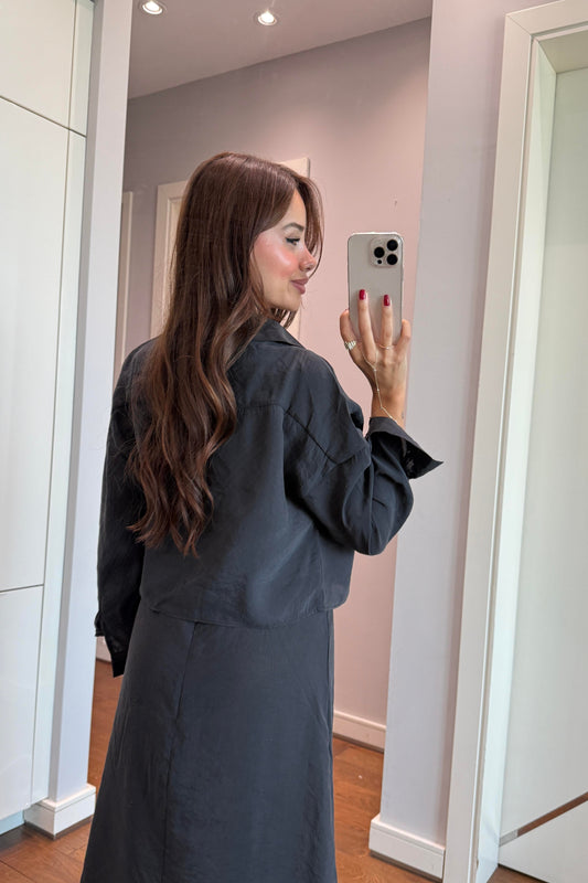 GÖMLEK ELBİSE İKİLİ TAKIM-SİYAH