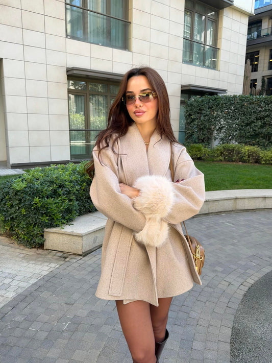 KOLLARI KÜRKLÜ KUŞAKLI KAŞE KABAN-VİZON