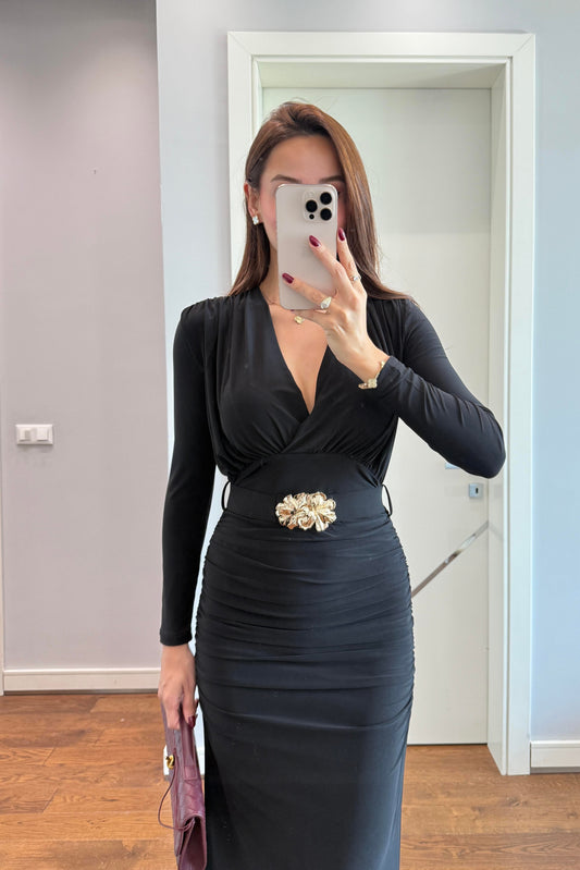 MUADİL KEMERLİ AKSESUARLI ELBİSE