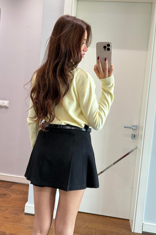 PİLELİ İÇİ ŞORTLU ETEK-SİYAH