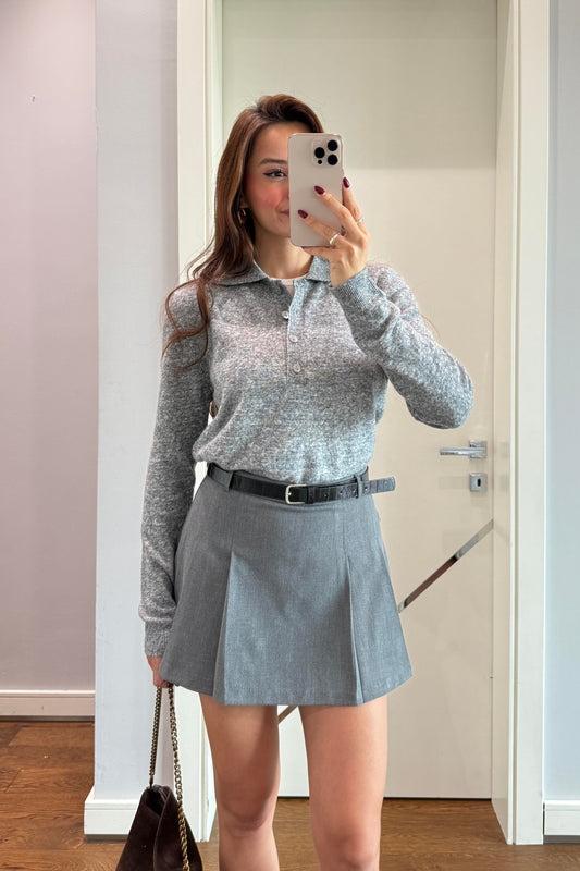 POLO YAKA TRİKO KAZAK-GRİ