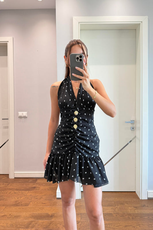 PUANTİYELİ ŞİFON ELBİSE