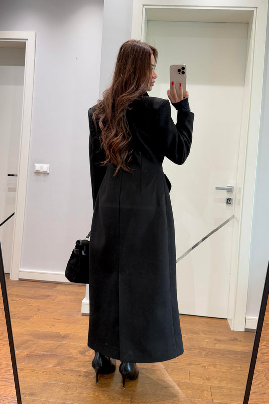 SLİM FİY SİYAH MAXİ BOY KABAN