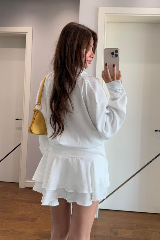 TASARIM PAMUK SATEN BEYAZ GÖMLEK ELBİSE