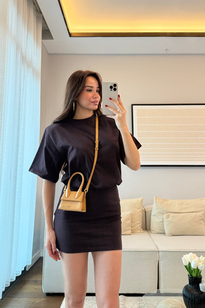 VATKALI BEL OTURTMALI ELBİSE-MÜRDÜM