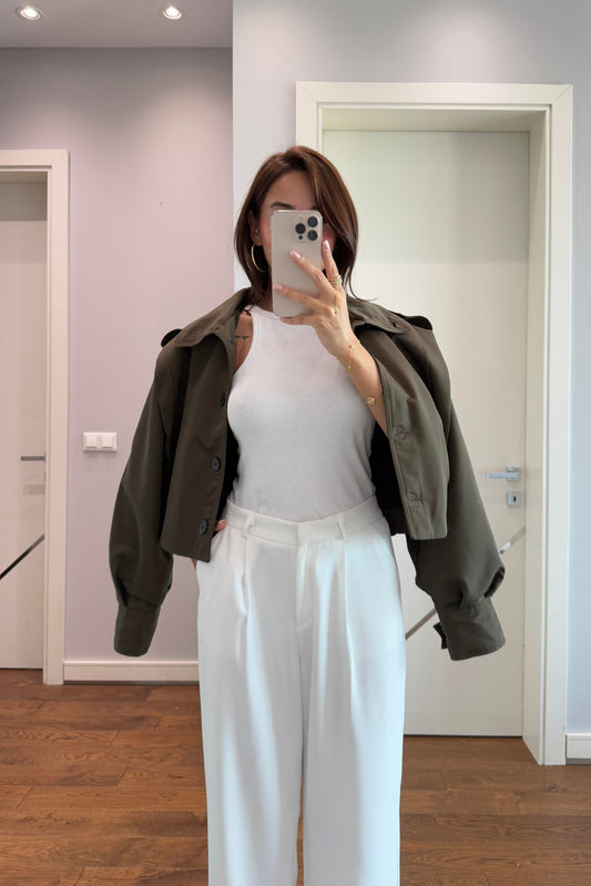 YÜKSEL BEL BEYAZ PALAZZO PANTOLON